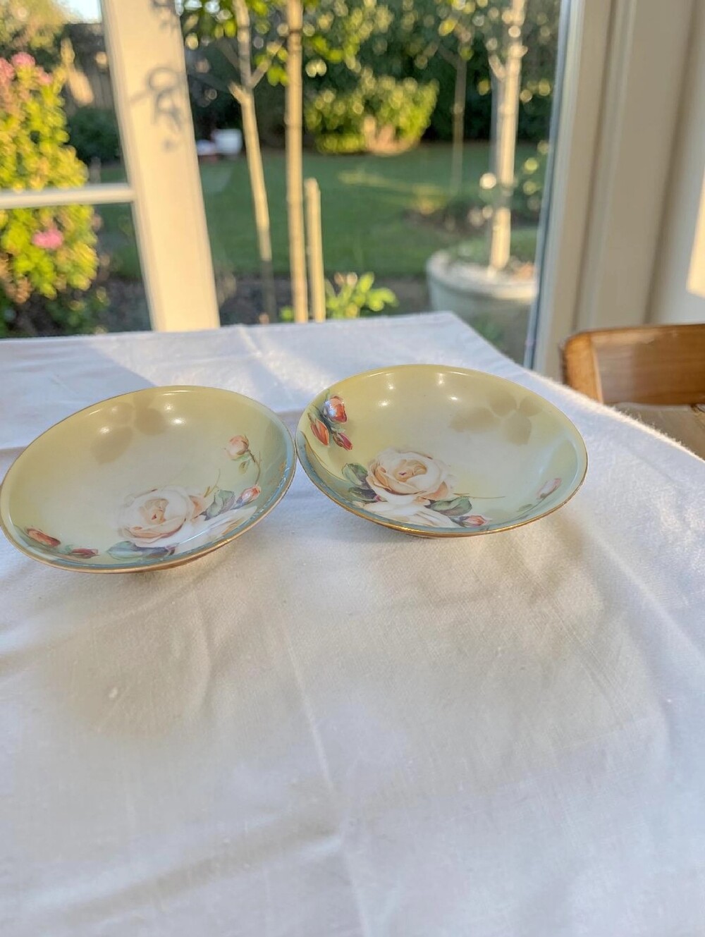 2 Vintage Handpainted German Dishes